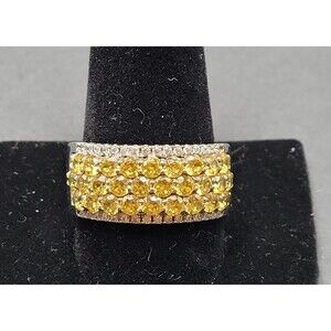 925 SD Citrine & Silver Band Cocktail Ring